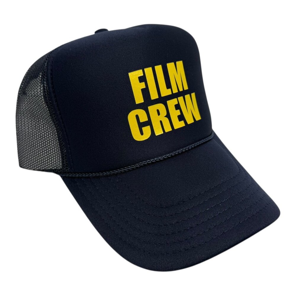 NEW VINTAGE STYLE FILM CREW BLUE YELLOW TRUCKER HAT CAP ADULT SZ